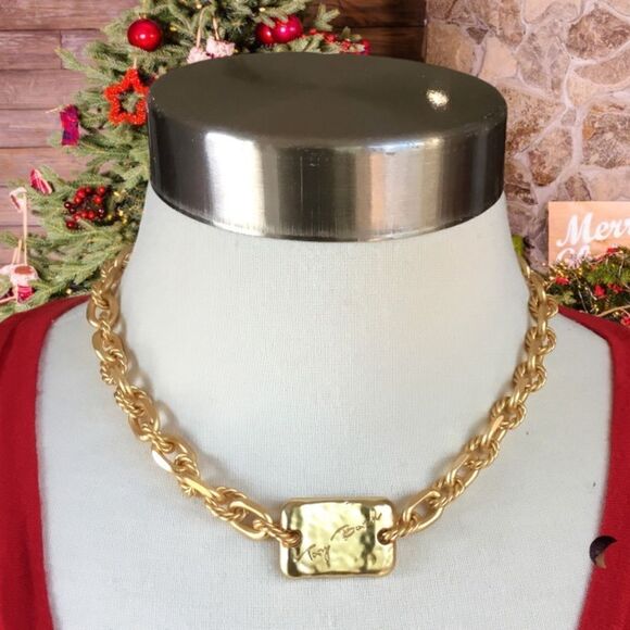 TORY BURCH ROXANNE DOUBLE T LOGO NECKLACE 18K GOLD - Picture 9 of 9